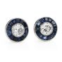 Classic Deco 1.35cts Diamond Sapphire Platinum Stud Earrings