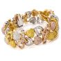 Natural Fancy pink Yellow White GIA Diamond 18K Gold Heart Bracelet