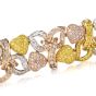 Natural Fancy pink Yellow White GIA Diamond 18K Gold Heart Bracelet