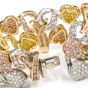 Natural Fancy pink Yellow White GIA Diamond 18K Gold Heart Bracelet