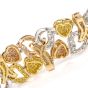 Natural Fancy pink Yellow White GIA Diamond 18K Gold Heart Bracelet