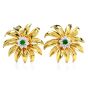 Tiffany & Co. Vintage Diamond Emerald 18K Yellow Gold Flower Clip-On Earrings 