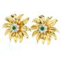 Tiffany & Co. Vintage Diamond Emerald 18K Yellow Gold Flower Clip-On Earrings 
