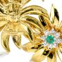 Tiffany & Co. Vintage Diamond Emerald 18K Yellow Gold Flower Clip-On Earrings 