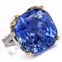 GIA Certified Ceylon No Heat 35.34 carat Sapphire Diamond Platinum 18K Ring
