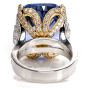 GIA Certified Ceylon No Heat Sapphire Diamond Platinum 18K Gold Cocktail Ring