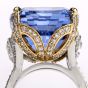 GIA Certified Ceylon No Heat 35.34 carat Sapphire Diamond Platinum 18K Ring