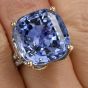 GIA Certified Ceylon No Heat 35.34 carat Sapphire Diamond Platinum 18K Ring