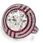 Vintage Art Deco 6.05ct Old European Cut Diamond Ruby Platinum Ring