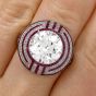 Vintage Art Deco 6.05ct Old European Cut Diamond Ruby Platinum Ring