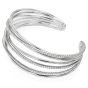 Modern Crossover 3.85cts Diamond 18K White Gold Cuff Bangle Bracelet