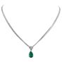 Estate Asscher-Cut Diamond Vivid Green Emerald 18K Gold Dangle Drop Pendant Necklace
