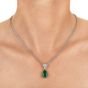 Estate Asscher-Cut Diamond Vivid Green Emerald 18K Gold Dangle Drop Pendant Necklace