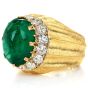Buccellati Vintage  Fine Cabousion Emerald Diamond 18K Gold Ring