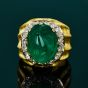 Buccellati Vintage  Fine Cabousion Emerald Diamond 18K Gold Ring