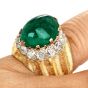 Buccellati Vintage  Fine Cabousion Emerald Diamond 18K Gold Ring