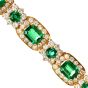 Estate Diamond GIA Emerald 18K Gold Flower Bracelet - Dover Jewelry