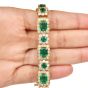 Estate Diamond GIA Emerald 18K Gold Flower Bracelet - Dover Jewelry