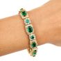Estate Diamond GIA Emerald 18K Gold Flower Bracelet - Dover Jewelry