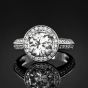 Estate Round Natural Diamond 14K White Gold Halo Engagement Ring
