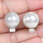  Estate 15mm South Sea Pearl 0.95cts Diamond White Gold Classic Clip On Earrings