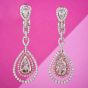 GIA Natural Fancy Light Pink Diamond Platinum Gold Dangle Earrings