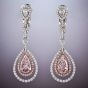 GIA Natural Fancy Light Pink Diamond Platinum Gold Dangle Earrings