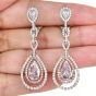 GIA Natural Fancy Light Pink Diamond Platinum Gold Dangle Earrings