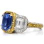 9.89 carats No-Heat GIA Sapphire Fancy Diamond three stone Platinum Ring