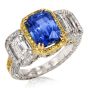 9.89 carats No-Heat Ceylon GIA Sapphire Fancy Diamond three stone Platinum Ring