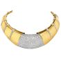Italian Diamond Gold 18K Cleopatra Wide Choker Collar Necklace 31.66cts