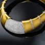 Italian Diamond Gold 18K Cleopatra Wide Choker Collar Necklace 31.66cts