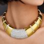 Italian Diamond Gold 18K Cleopatra Wide Choker Collar Necklace 31.66cts Dover Jewelry