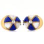 Vintage Diamond Lapis Lazuli Mother Of Pearl 18K Gold Baseball Cap Cufflinks