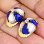 Vintage Diamond Lapis Lazuli Mother Of Pearl 18K Gold Baseball Cap Cufflinks
