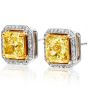 GIA 6.67cts Fancy Yellow Cushion Diamond 18K Stud Earrings-Dover Jewelry