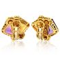 Hammerman Brothers Diamond Citrine Amethyst Gold Crossover Clip-On Earrings