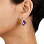 Hammerman Brothers Diamond Citrine Amethyst Gold Crossover Clip-On Earrings