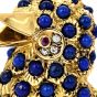 Vintage Lapis Lazuli Diamond Ruby 18K Yellow Gold Bird Textured Brooch Pin