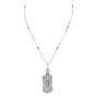 Antique Art Deco Diamond Emerald Platinum Bow Brooch Pendant Necklace 