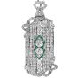 Antique Art Deco Diamond Emerald Platinum Bow Brooch Pendant Necklace 