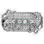 Antique Art Deco Diamond Emerald Platinum Bow Brooch Pendant Necklace 