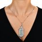 Antique Art Deco Diamond Emerald Platinum Bow Brooch Pendant Necklace 