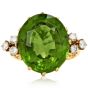 Estate Peridot Diamond 18K Yellow Gold British Cocktail Ring