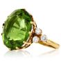 Estate Peridot Diamond 18K Yellow Gold British Cocktail Ring