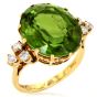 Estate Peridot Diamond 18K Yellow Gold British Cocktail Ring