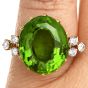 Estate Peridot Diamond 18K Yellow Gold British Cocktail Ring