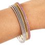 Estate Diamond Yellow Pink Sapphire 18K Tri-Color Gold 7 Days Of the Week Stackable Semanario Bangle Bracelets