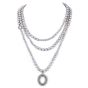 Modern Ivanka Trump Diamond  Pearl 18K Gold Pendant 66'' Long Strand Necklace