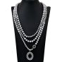 Modern Ivanka Trump Diamond  Pearl 18K Gold Pendant 66'' Long Strand Necklace